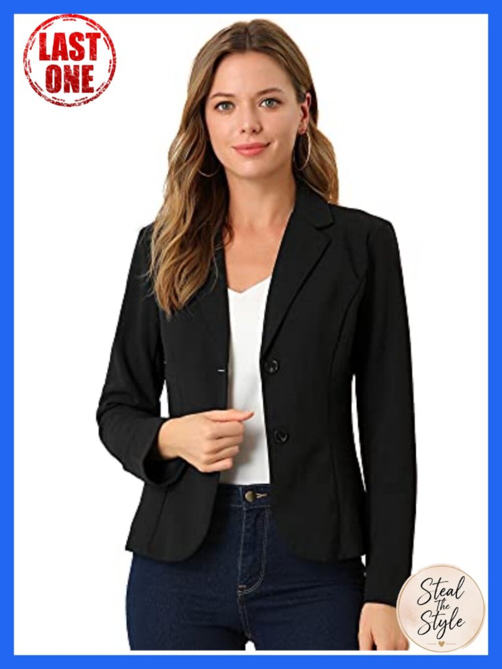 Knit Stretchy Blazer Notch Lapel Long Sleeve Suit Jacket Work Office Business